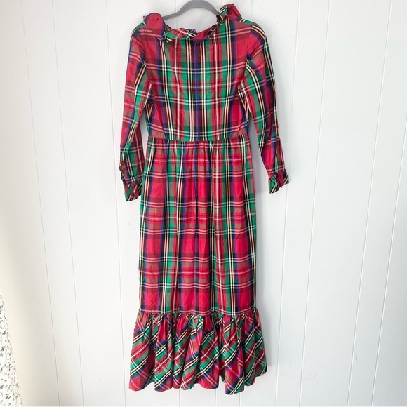 VTG Handmade Long Tartan PLAID Prairie Dress Christmas 70-80s Sz XS-S (17” PTP) - Picture 2 of 14